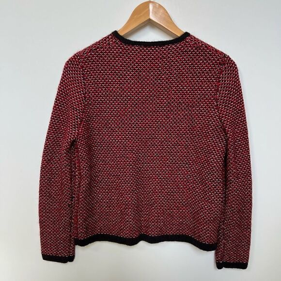 Gerard Darel Paris Alpaca Blend Cardigan Knit Sweater Jacket Red Black size S - Picture 2 of 10